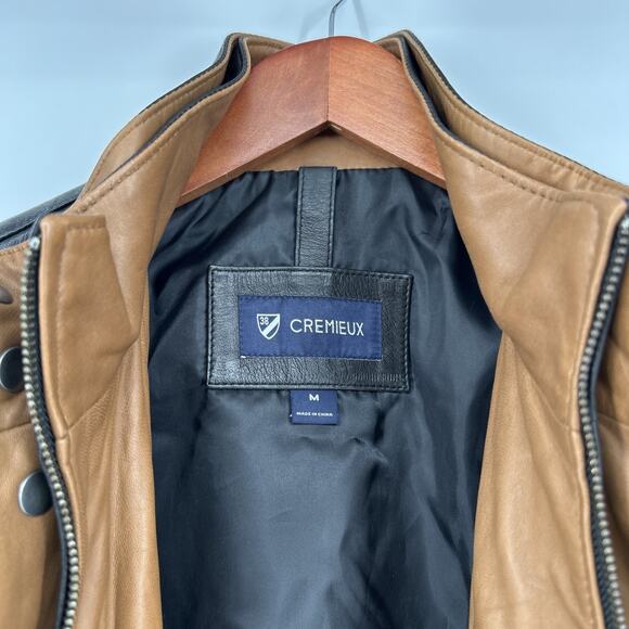 Daniel Cremieux Lambskin Bomber Jacket Mens Size M Leather Black Zip Snap - Picture 6 of 14